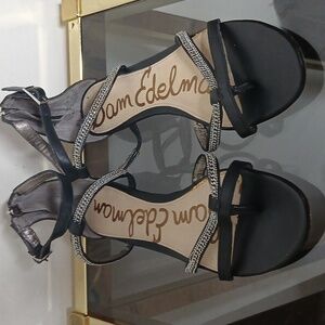 Sam Edelman black chained strappy sandals size 8